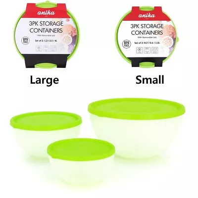 3Pk Food Storage Container Box Bowl Lid Freezer/Dishwasher/Microwave Safe BPAFre • £6.95