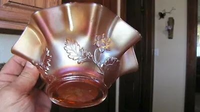 Antique Dugan Carnival Red Silver Marigold Iridescent Glass Bowl Daisy Dear • $19.99