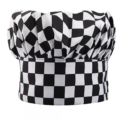 TRIXES Black & White Checked Chef Hat NEW Gingham Cooking Hats For The Kitchen • £4.49