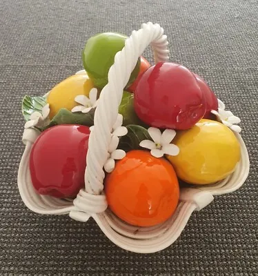 🔶️MCM VINTAGE RETRO ITALIAN ART POTTERY FRUIT BASKET Fornasetti Sottsass #6 • $317.84