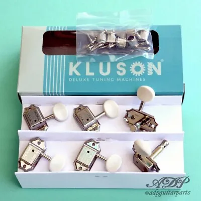 Nickel Vintage Kluson Deluxe 3+3 Tuners White Buttons Gibson Junior MJ33P • $49.15