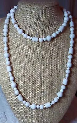 Vintage Monet White Bead Necklace • $15.99