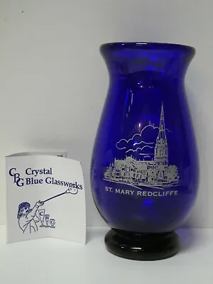 Steve Baker Cobalt Glass Vase Crystal Blue Glassworks St.mary Redcliffe Church • $59