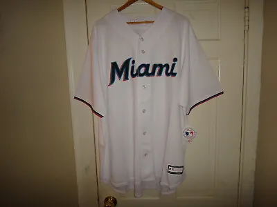 NWT Miami Marlins Men's Big & Tall White Short Sleeve Button-Up Jersey • $42