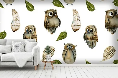 £172.04 • Buy 3D Owl Seamless Wallpaper Wall Mural Removable Self-adhesive Sticker 490