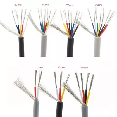£1.82 • Buy PVC Black Grey Multicore Cable Audio Power Shielding Wire 18~28AWG Cable Round  