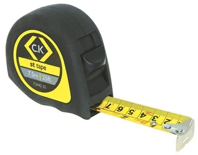 CK TOOLS T3442 25 C.K. Softtech Tape Measure 7.5m/25ft Tough ABS Body AF/Metric • £9.75