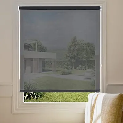 Solar Roller Shade For Windows Blinds 23  W X 72  H Black 5% Openness Flame Re • $53.39