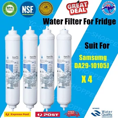 4 X Samsung Fridge Water Filter Replacement Cartridges Da29-10105j  • $53.85