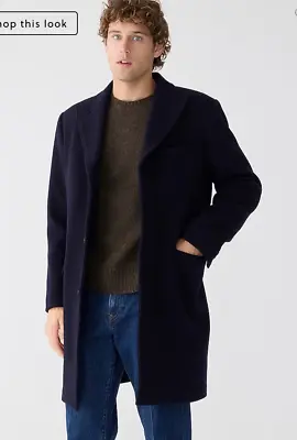 J.Crew Mens $598 Ludlow Topcoat Heavyweight Wool Navy Size 36S BS472 • $300