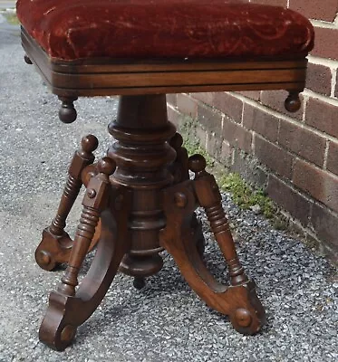 Fancy Ornate 1885 Patent Piano Organ Stool Bench Geo. Archer Adjustable • $125