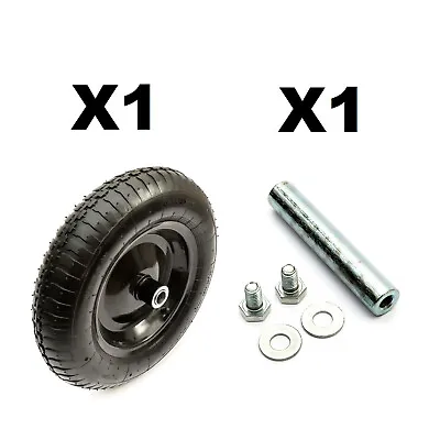 14'' 4 Ply 3.50-8 Wheelbarrow Metal Wheel & Tyre + Innertube + Axle + Bearings • £16.49