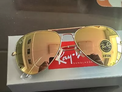 Ray-Ban Aviator Metal RB 112/93 Gold Pilot Yellow Mirrored Flash Sunglasses • $1.04