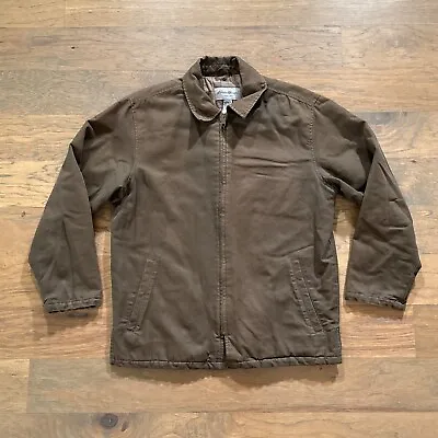 Vintage Eddie Bauer Jacket Mens Medium Brown Plaid Line Full Zip Bomber Pockets • $31.99