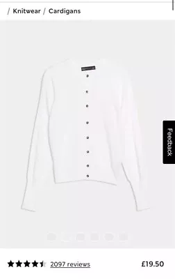 BNWT M&S Soft White Long-Sleeved Viscose-Rich Buttoned Cardigan - 12 UK • £9