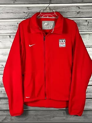 Nike TEAM USA Olympics Vancouver 2010 Zip Up Fleece Jacket Mens M Red • $19.99