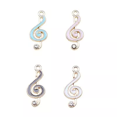 50 Pcs KC Gold Color Alloy Crystal Enamel Musical Note Charms 22X10MM DIY Making • $8.64