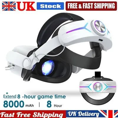 VR Headset Elite Head Strap Band With Battery Power Bank For Meta Oculus Quest 2 • £36.99