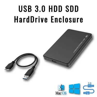 2.5  Hard Drive Enclosure SATA HDD SSD Caddy Case To USB 3.0 PC Laptop UK • £1.99