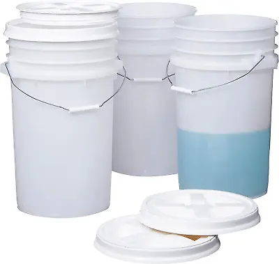 7 Gallon Natural Food Grade Buckets + White Gamma Seal Lids BPA Free Container  • $113.99