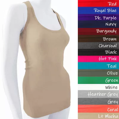 Racer Back Stretchy Muscle Shirt Solid Plain Cotton Spandex Fitted Tank Top  • $7.99