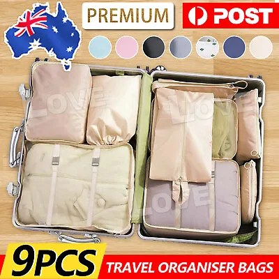 $9.95 • Buy 9x Packing Cubes Travel Pouches Luggage Organiser Clothes Suitcase Storage Bag