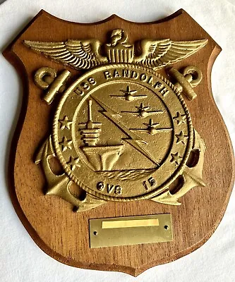 Lg Heavy Antique USS Randolph Cast Brass Presentation Plaque US Navy 1960s • $79.99