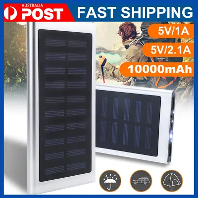$13.79 • Buy Portable 10000mAh Solar Power  Bank Panel Dual USB External Battery Pack Charger