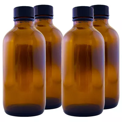 4 Oz Amber Glass Bottle W/ Cone-Sealing Cap - Multi-packs With FREE SHIPPING! • $5.99