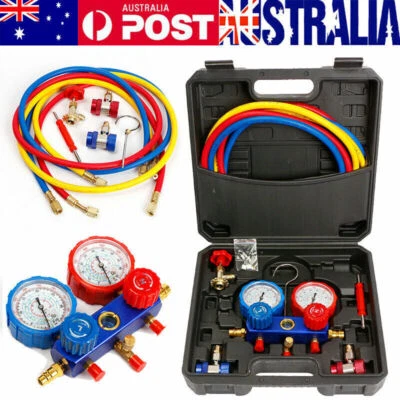 $52.98 • Buy R134a Manifold Gauges Set Refrigerant Kit + Color Hose Air Conditioner HVAC 60 