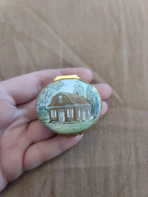 $21.80 • Buy Crummles Oval Enamel Trinket Pill Box First Presbyterian Church Williamsburg De 
