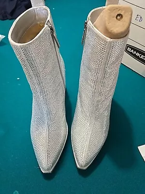 Stefaniya Nina Rhinestone Silver Women’s Boots Size 7 • $36.92
