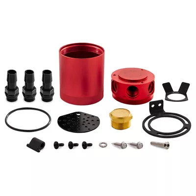 Mishimoto MMBCC-CBTHR-RD Compact Baffled Oil Catch Can 3-Port Red • $133.41