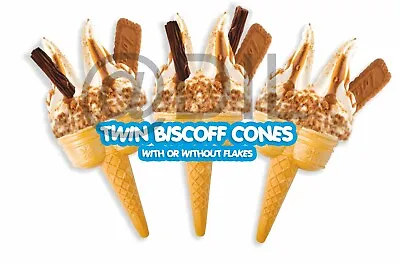 ICE CREAM Stickers - Biscoff Cone - Single Cone - Twin Cone - VAN WINDOW STICKER • £3.99