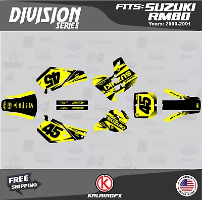 Graphics Decal Kit For Suzuki RM80 (2000-2001) Division Series - Yellow Shift • $54.99