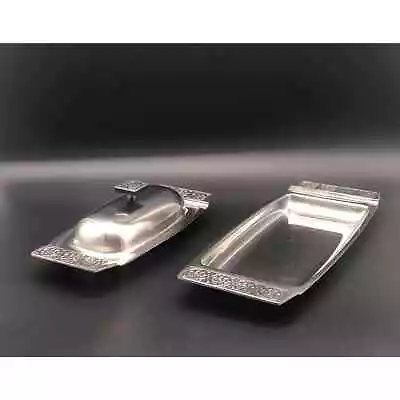 Vintage MCM Stanley Roberts “Velvet” 18-8 Stainless Steel Butter Dish And Tray  • $36