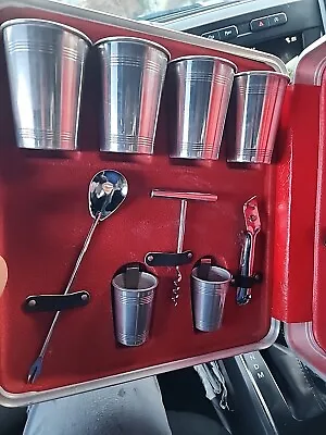 Vintage Platt Portable Pub  Travel Bar Suitcase Picnic Drink Set  • $47.50