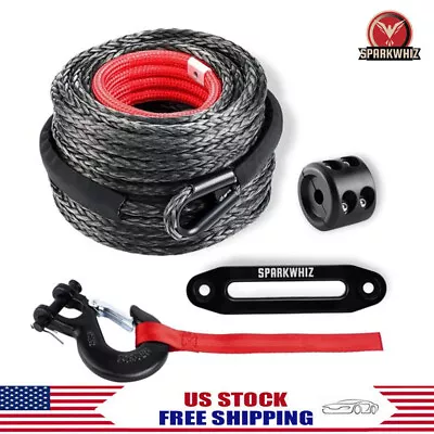 3/8 X100ft 26500lbs Synthetic Winch Rope Winch Line Cable W/Winch Hook For Truck • $98.99