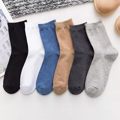Lot 6 Pairs Mens Solid Sports Athletic Work Plain Crew Socks Size 9-11 • $11.98