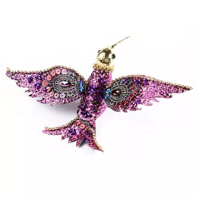 Set Of 2 Moroccan Style Purple Sequin And Rhinestone Artificial Hummingbirds • $21.40