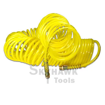 50ft X 1/4  Recoil Air Hose Re Coil Spring Ends Pneumatic Compressor Tool 200psi • $13.99