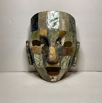 Aztec Mayan Folk Art Mosaic Semiprecious Stone Abalone Shell Facial Death Mask 7 • $19.95