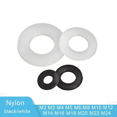 Flat Nylon Plastic Large Diameter Penny Washer Repair Gasket M2 M3 M4/M5 -M24 • £1.70