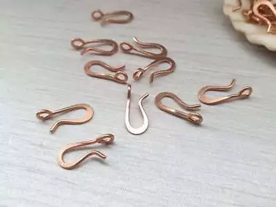 10 Pcs Of Copper Hook Clasps | Genuine Copper Findings | Solid Copper Clasp • £4.60