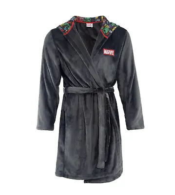 OFFICIAL MARVEL Mens Hooded Bath Robe AVENGERS Soft Fleece Dressing Gown S - XXL • £20.80
