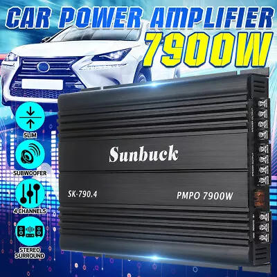 7900W Car Amplifier Stereo Audio Super Bass Power Amp 4 Channel 12V Class AB • $63.83