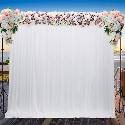 3m 6m 4m 8m White Stage Background Drape Curtains Wedding Birthday Party Decor • £95.79