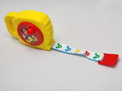 Vintage Mickey Mouse Tape Measure Disney Red Yellow Click Sound Tool Handyman • £17.51