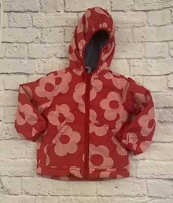 Mini Boden Girls Fleece Lined Jacket Red And Pink Floral Size 4-5 Y • $21.50