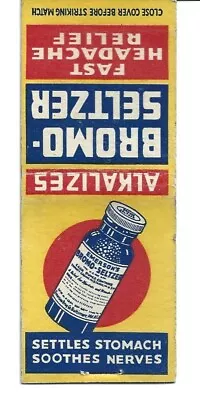 Vintage Matchcover Alkalizes  Bromo-Seltzer Fast Headache Relief • $3.99